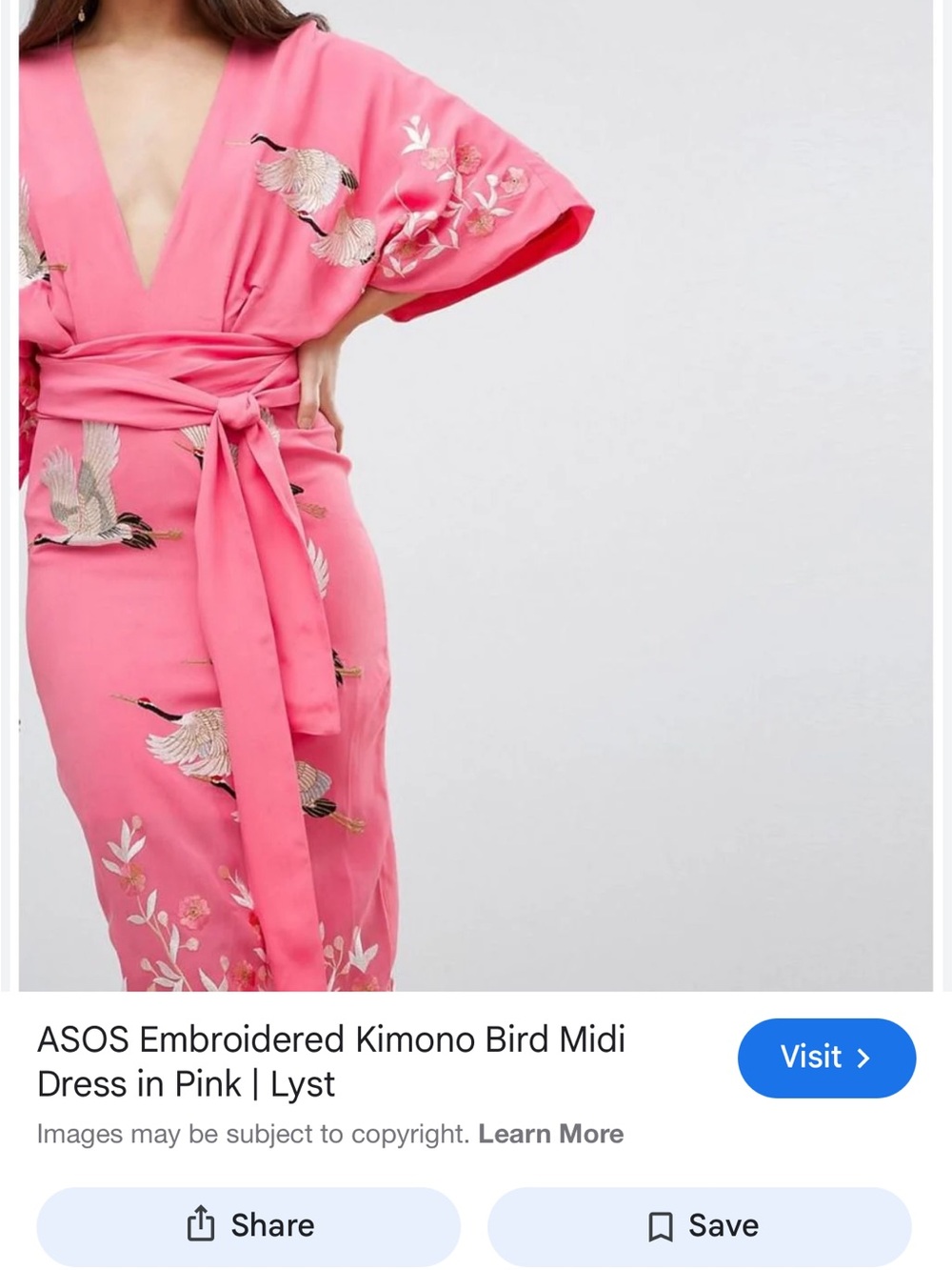 ASOS Hot Pink Embroidered Kimono Midi Dress